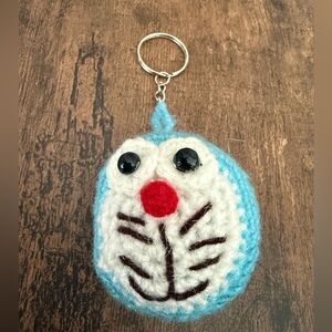 Handmade Plush Crochet Doremon Keychain